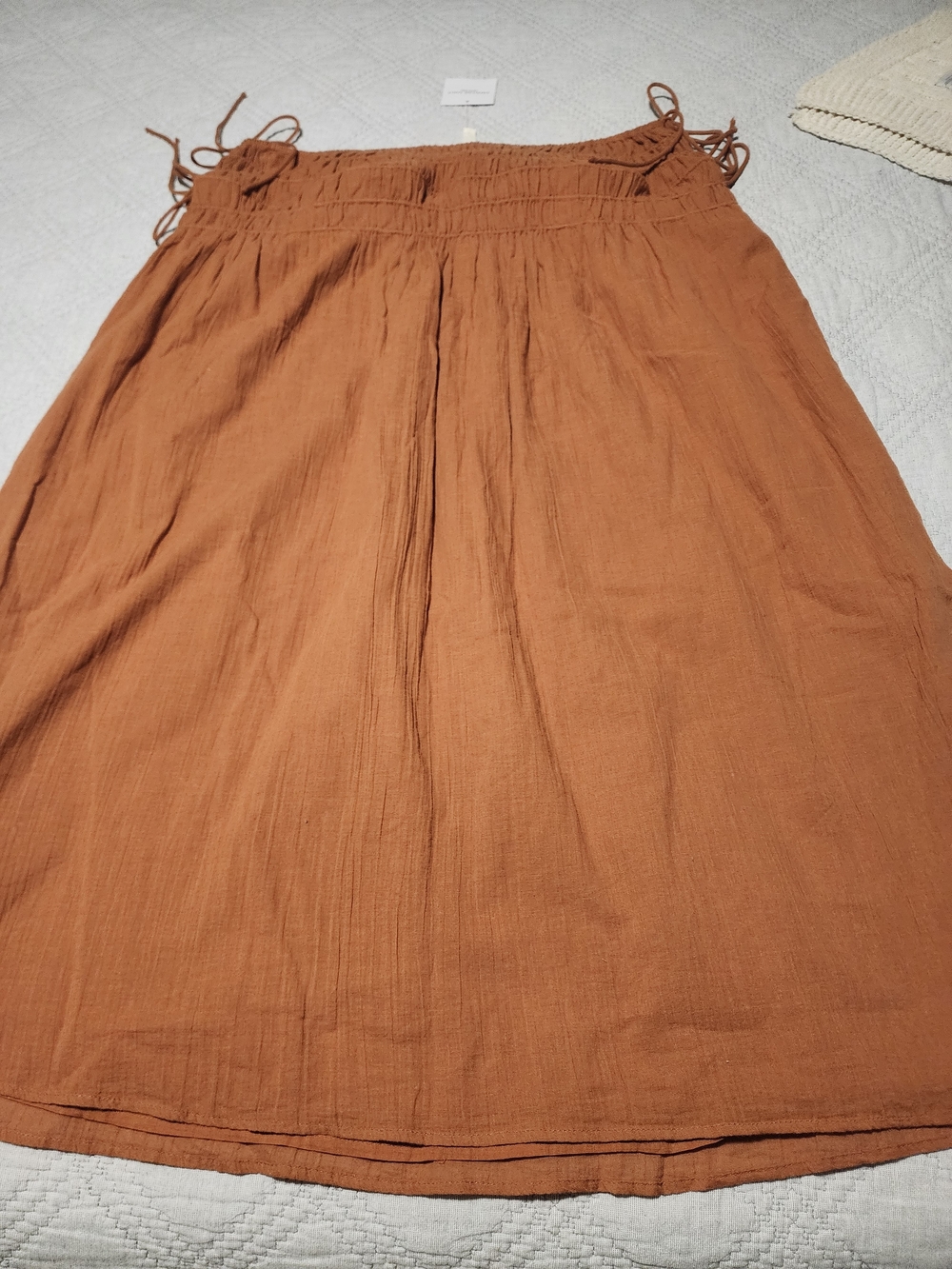 American Eagle Outfitters Rust Tie-Shoulder Midi Skirt